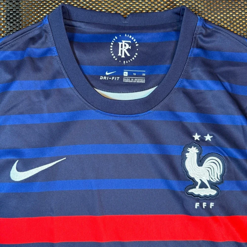 Nike France Home Soccer Jersey 2020-21 Mens XL Blue Striped Dri-FIT Football